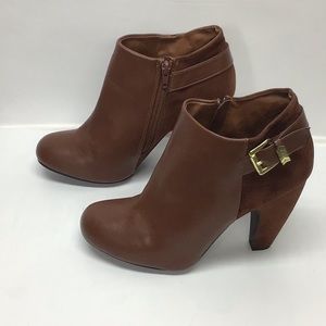 Bamboo brown booties with almost 4” heels